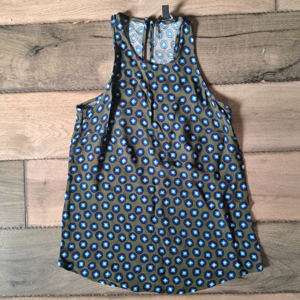 J. Crew Blue Tank Top with Evil Eye Pattern